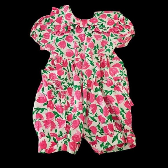 50s West Coast Baby Girl Short Romper Short Slv Button Closure Cotton Infant 12M - Picture 1 of 10